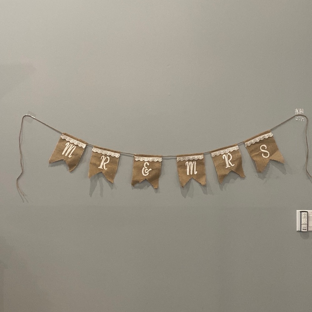 Mr and Mrs Burlap Banner